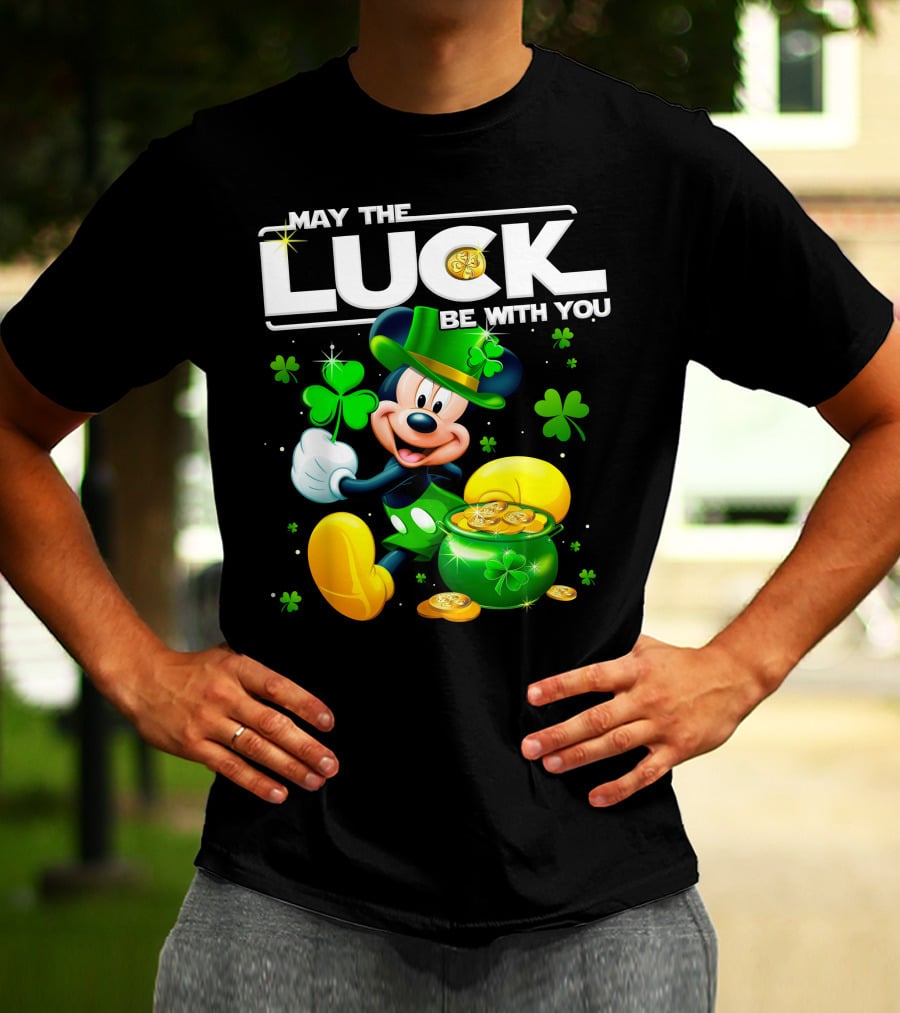 Mickey Mouse May The Luck Be With You Shamrock Coins T-Shirt