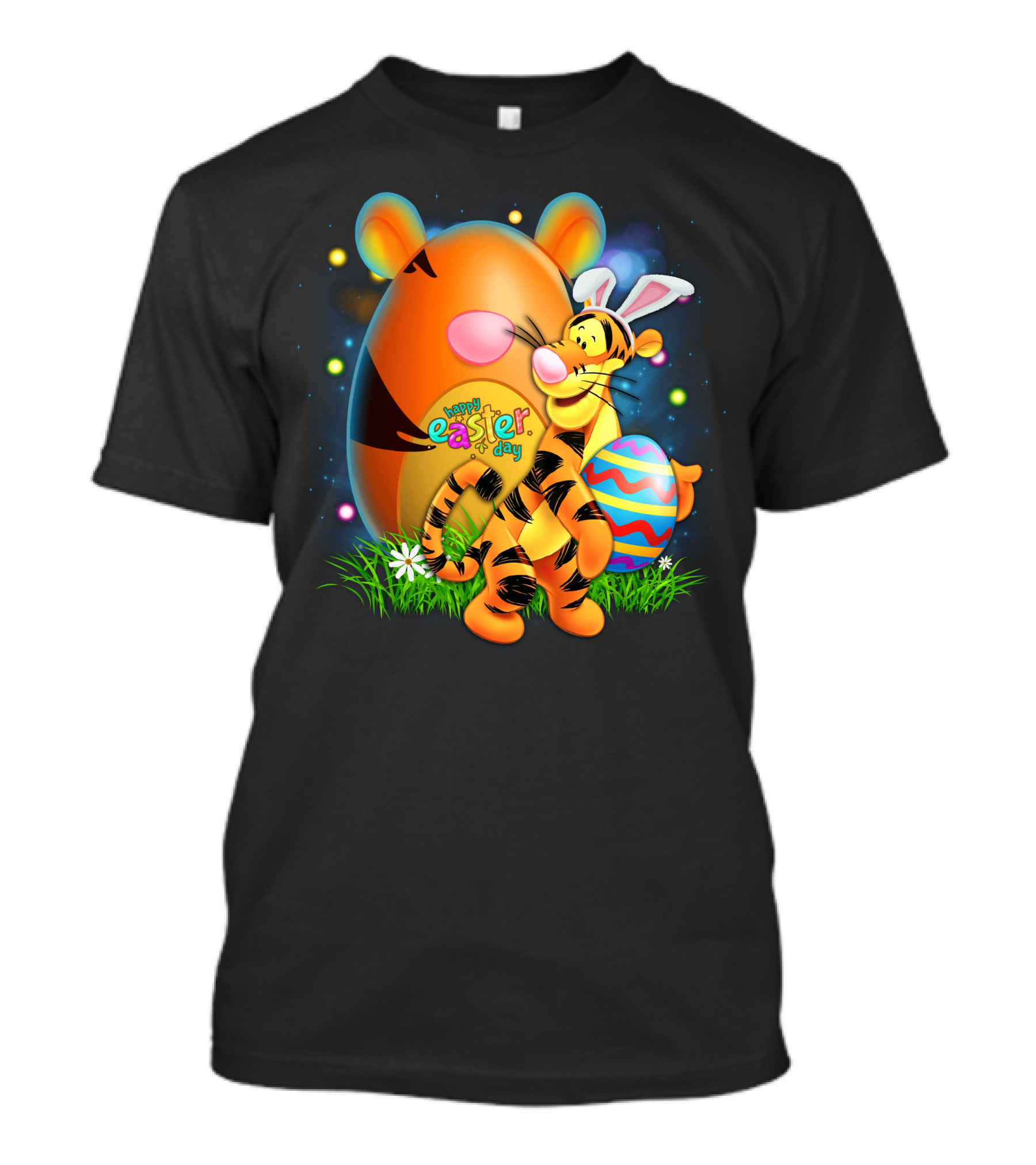 Happy Easter Day Tigger With Bunny Ears And Eggs T-Shirt