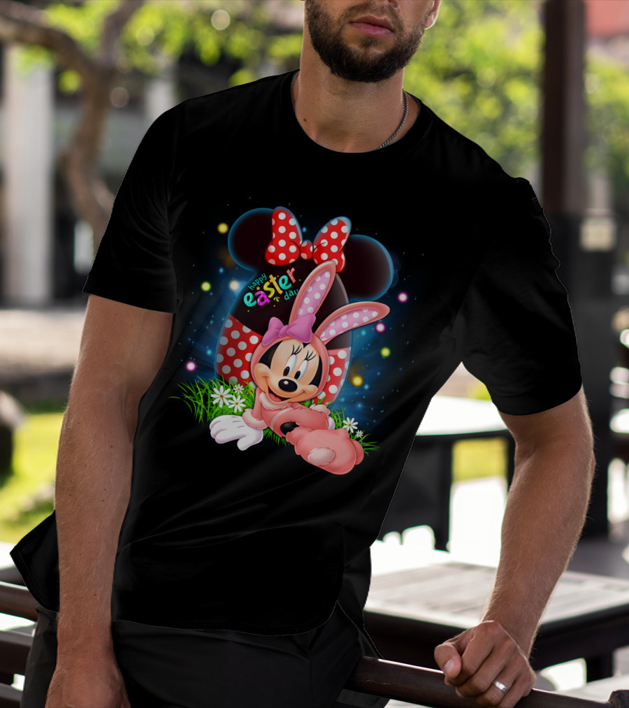 Minnie Mouse Happy Easter Day Polka Dot Bunny Ears T-Shirt