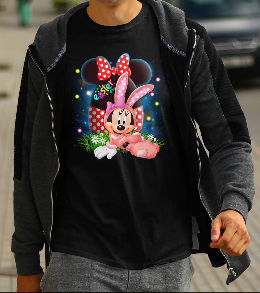 Minnie Mouse Happy Easter Day Polka Dot Bunny Ears T-Shirt