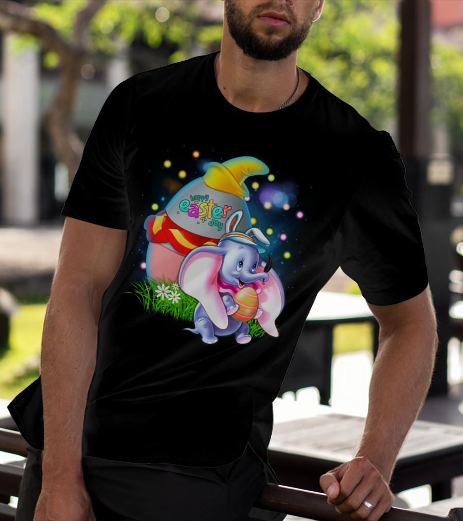 Happy Easter Day Dumbo With Colorful Egg And Hat T-Shirt