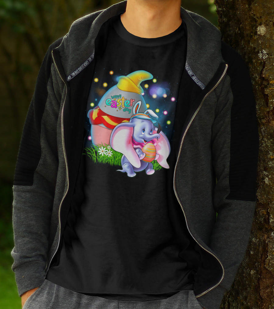 Happy Easter Day Dumbo With Colorful Egg And Hat T-Shirt