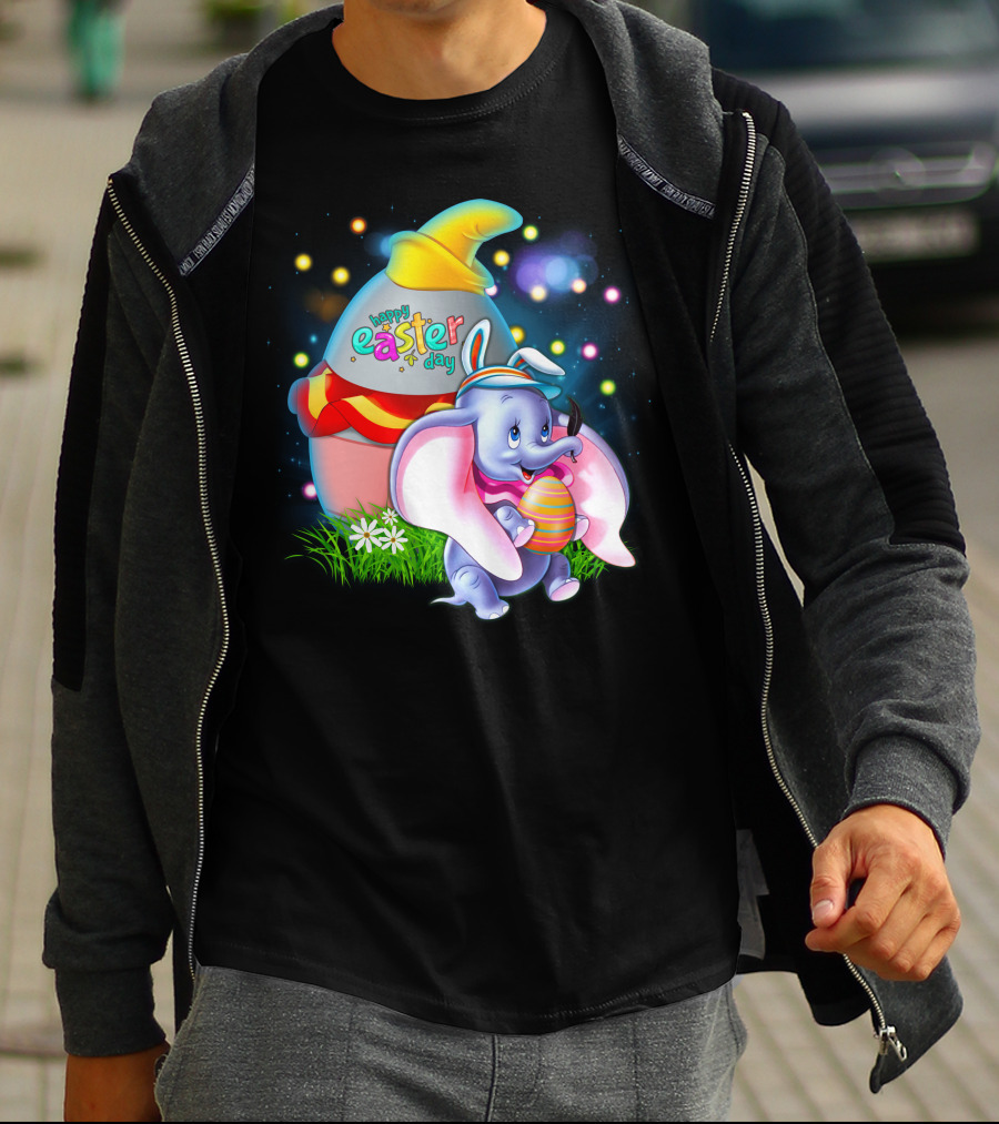 Happy Easter Day Dumbo With Colorful Egg And Hat T-Shirt