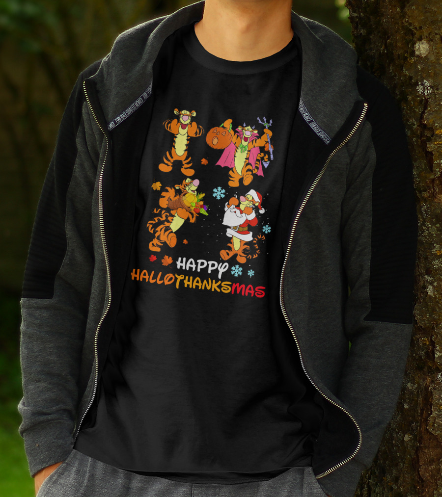 Tigger Happy Hallothanksmas Holiday Seasons Celebration T-Shirt