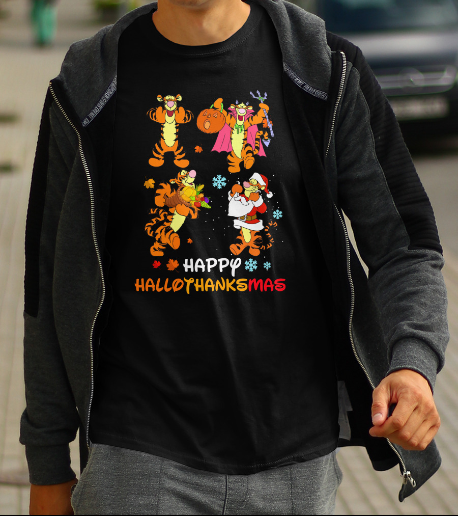 Tigger Happy Hallothanksmas Holiday Seasons Celebration T-Shirt