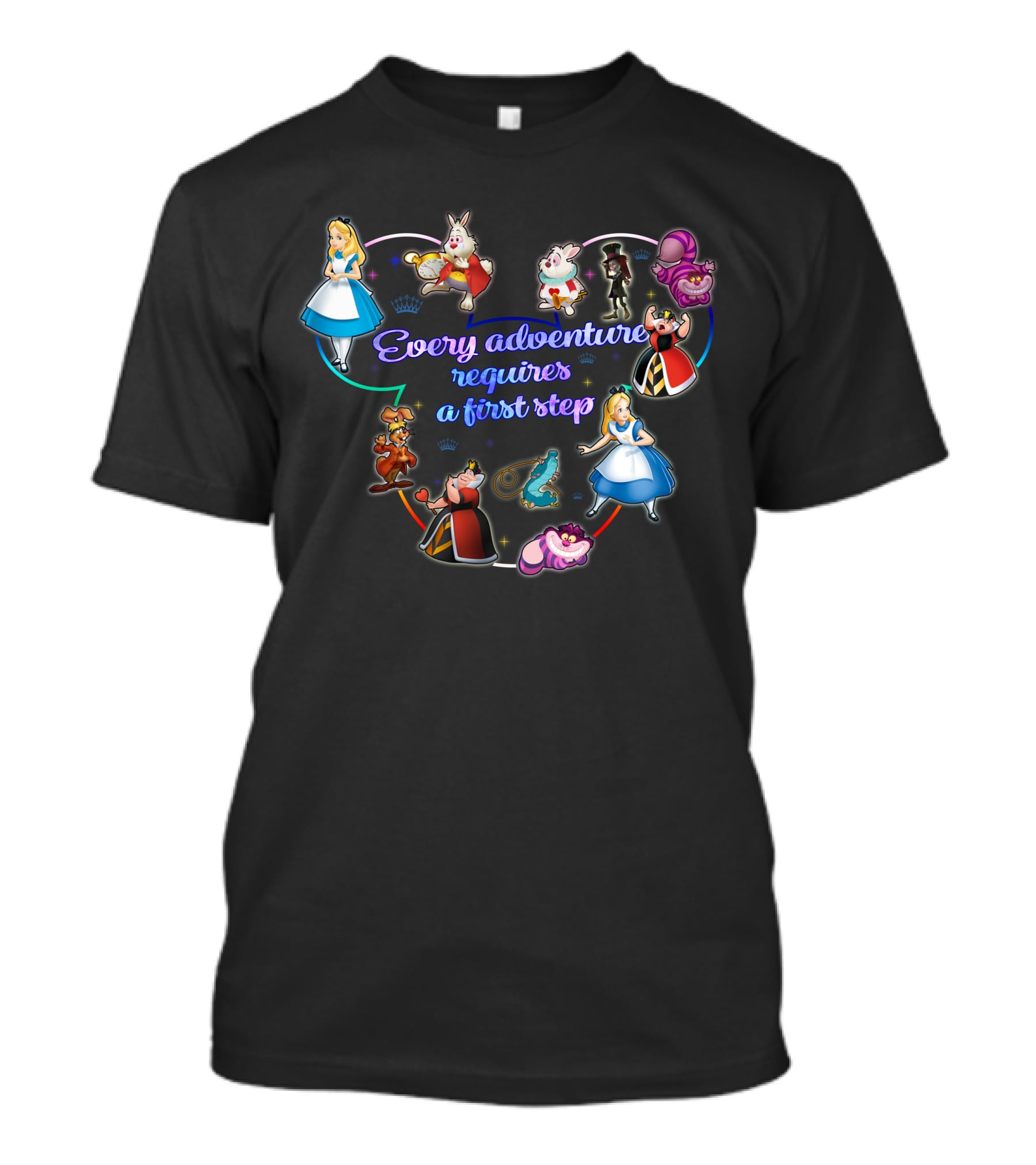 Every Adventure Requires A First Step Alice In Wonderland Characters T-Shirt