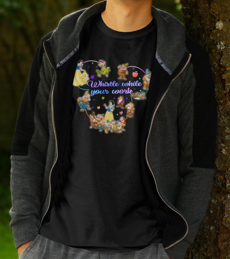 Snow White Whistle While You Work With Seven Dwarfs And Apples T-Shirt