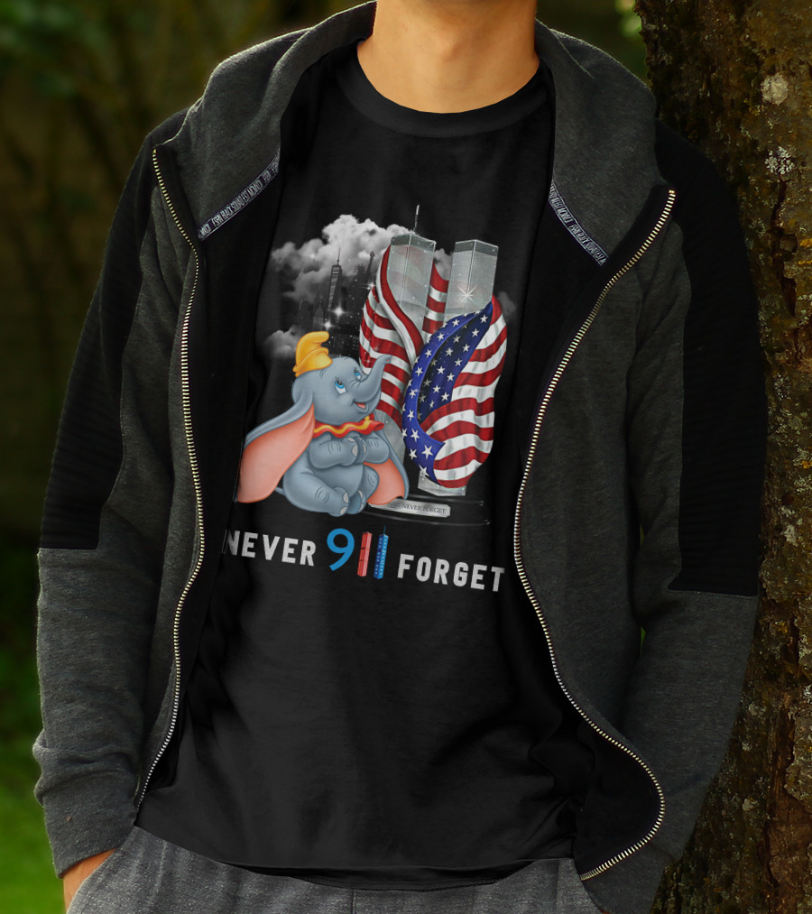 Dumbo Never 911 Forget Twin Towers American Flag Tribute T-Shirt