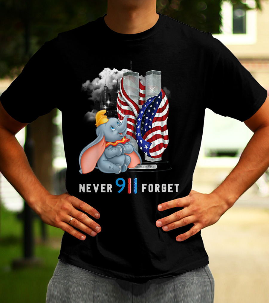 Dumbo Never 911 Forget Twin Towers American Flag Tribute T-Shirt