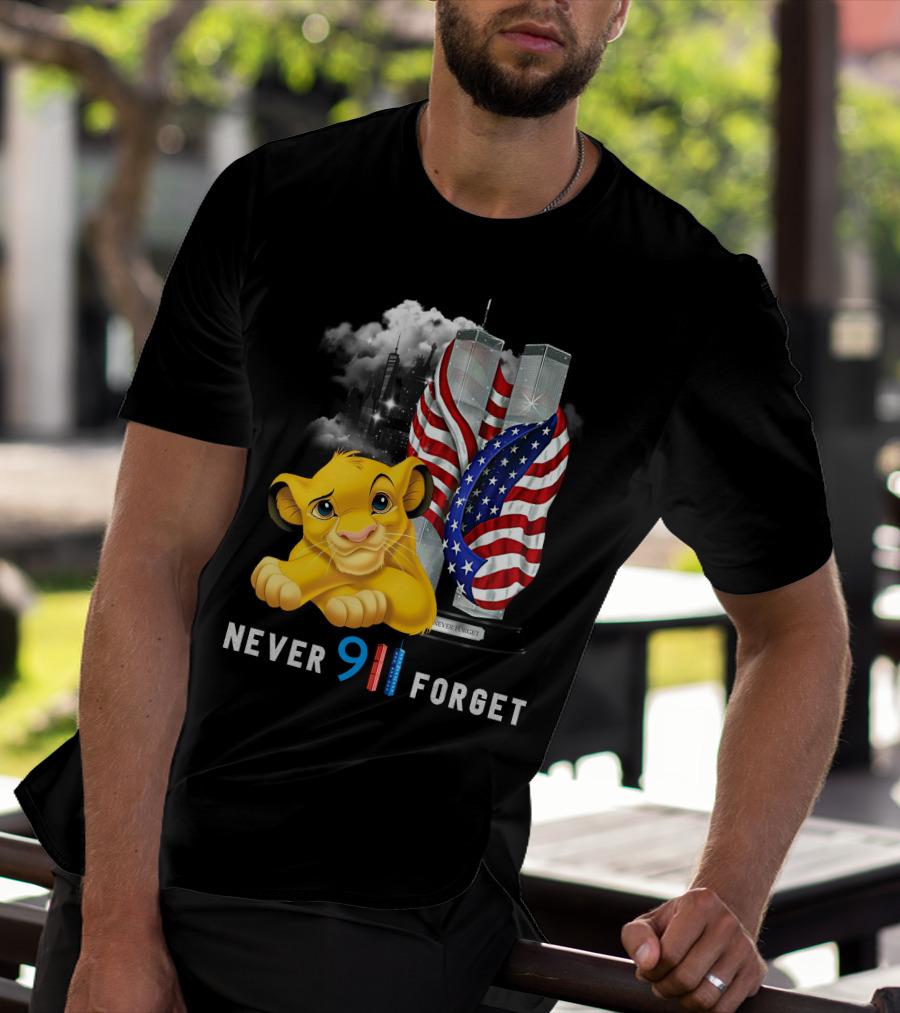 Simba-D Never 911 Forget Twin Towers American Flag T-Shirt