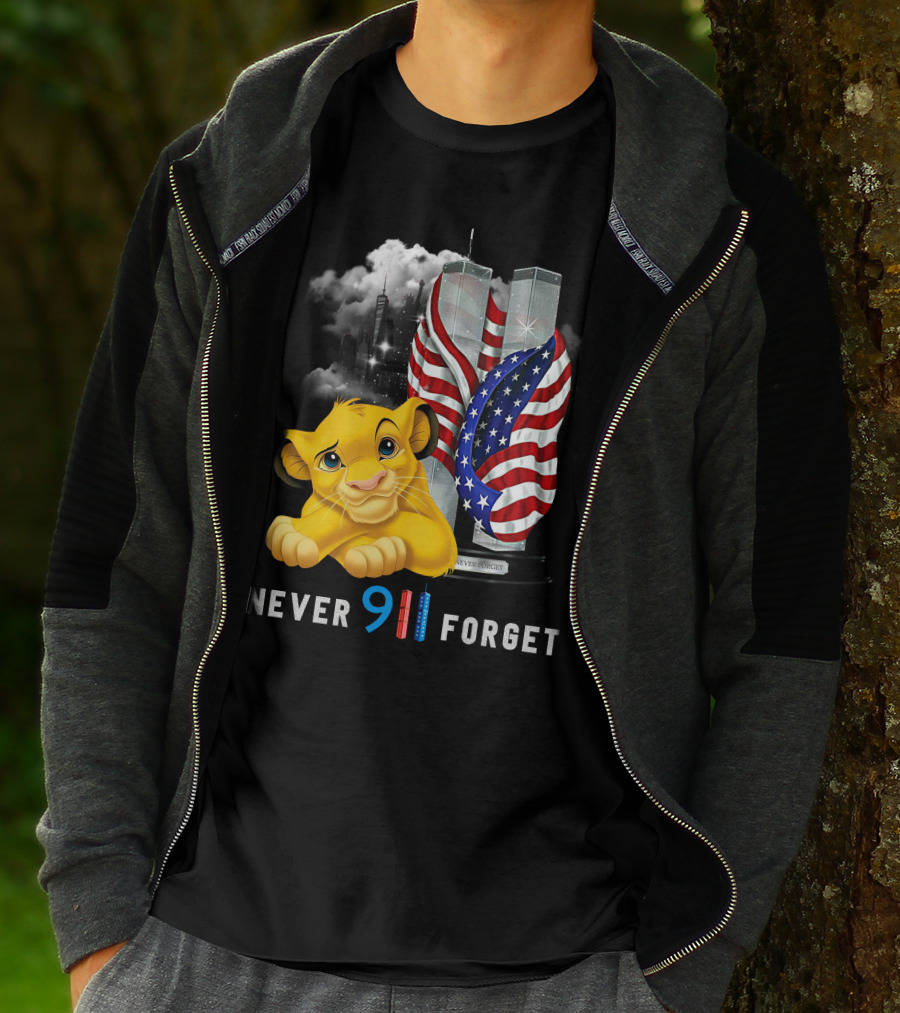 Simba-D Never 911 Forget Twin Towers American Flag T-Shirt