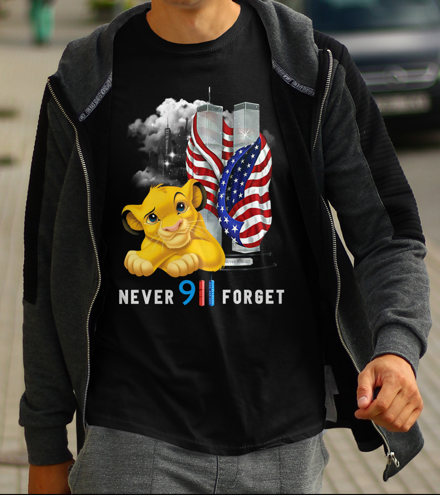Simba-D Never 911 Forget Twin Towers American Flag T-Shirt