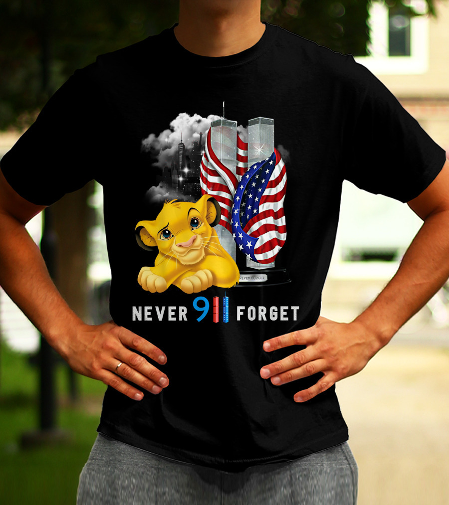Simba-D Never 911 Forget Twin Towers American Flag T-Shirt