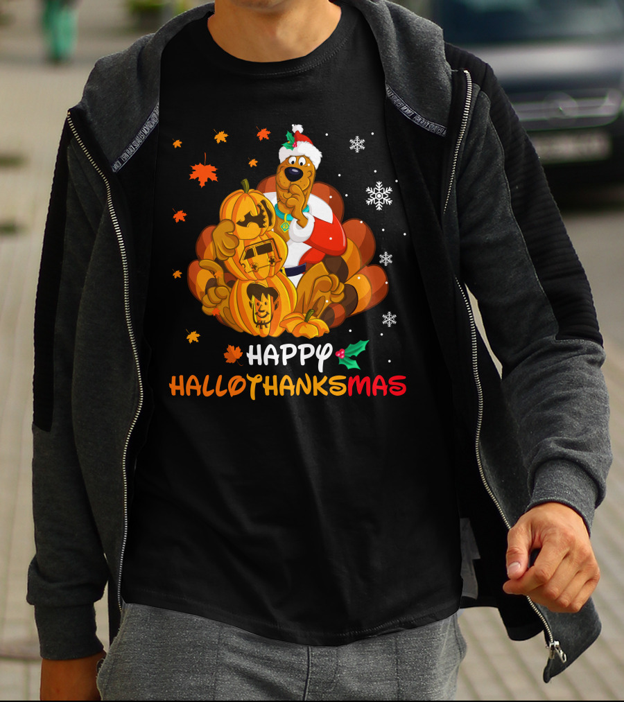 Happy Hallothanksmas Scooby-Doo Pumpkin Santa Hat T-Shirt