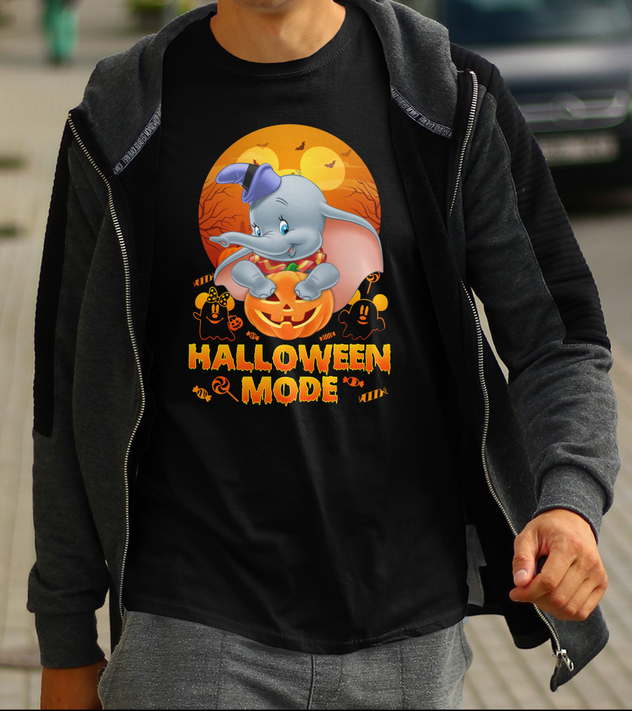 Dumbo Halloween Mode Pumpkin Ghosts Candy Bats Cartoon Magic T-Shirt