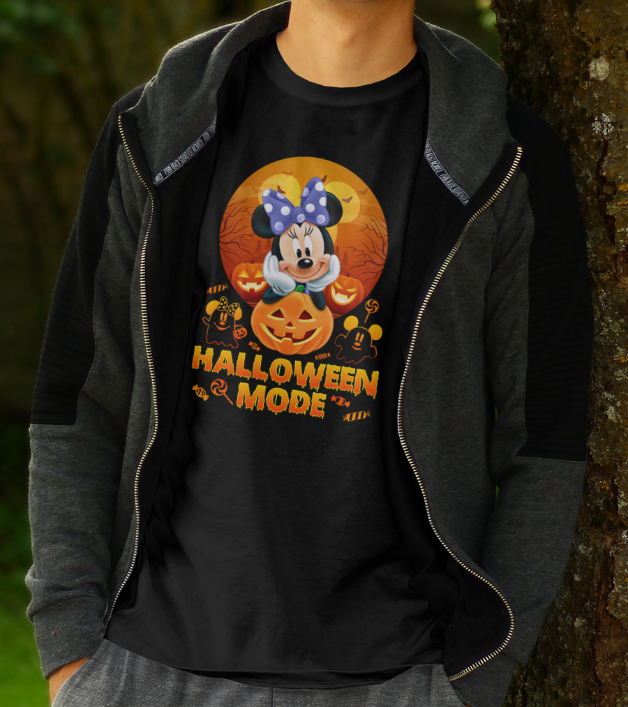 Minnie Halloween Mode Pumpkins And Spooky Ghosts T-Shirt