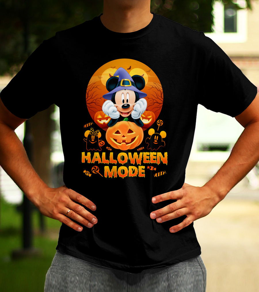 Mickey Halloween Mode Pumpkin Witch Hat Candy Ghosts T-Shirt