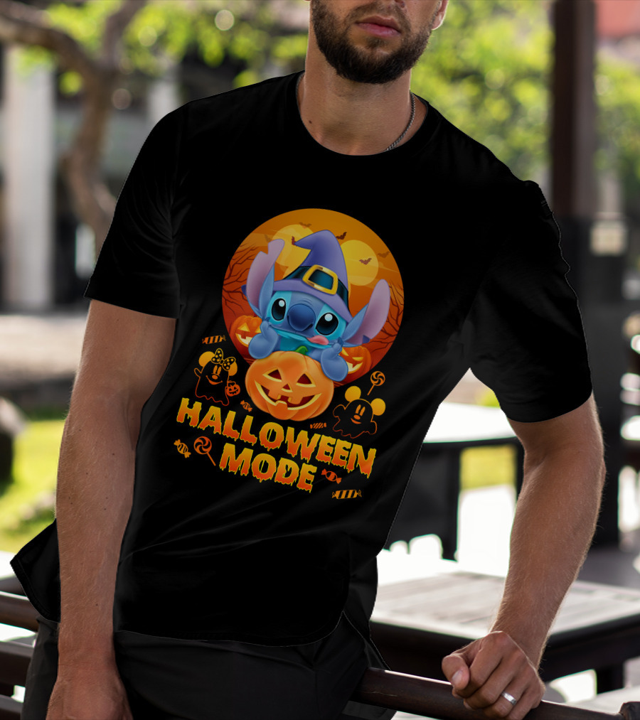 Stitch Halloween Mode Pumpkin Bats Candy T-Shirt