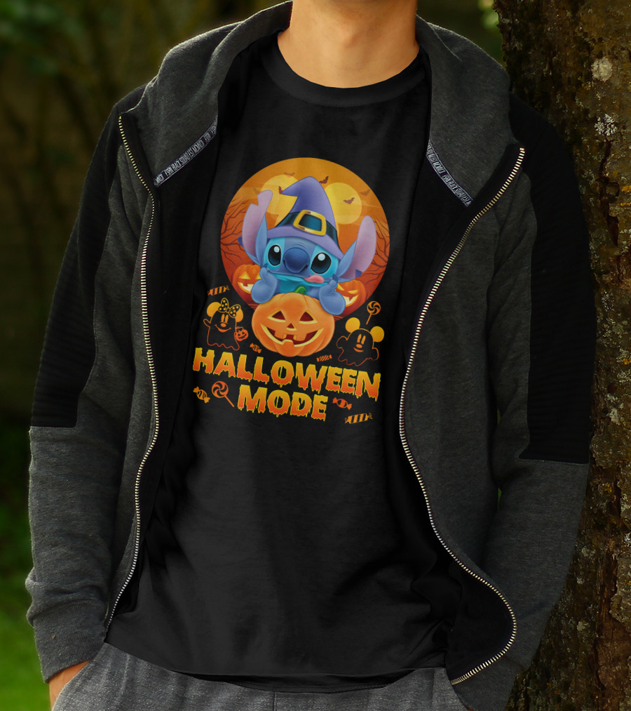 Stitch Halloween Mode Pumpkin Bats Candy T-Shirt