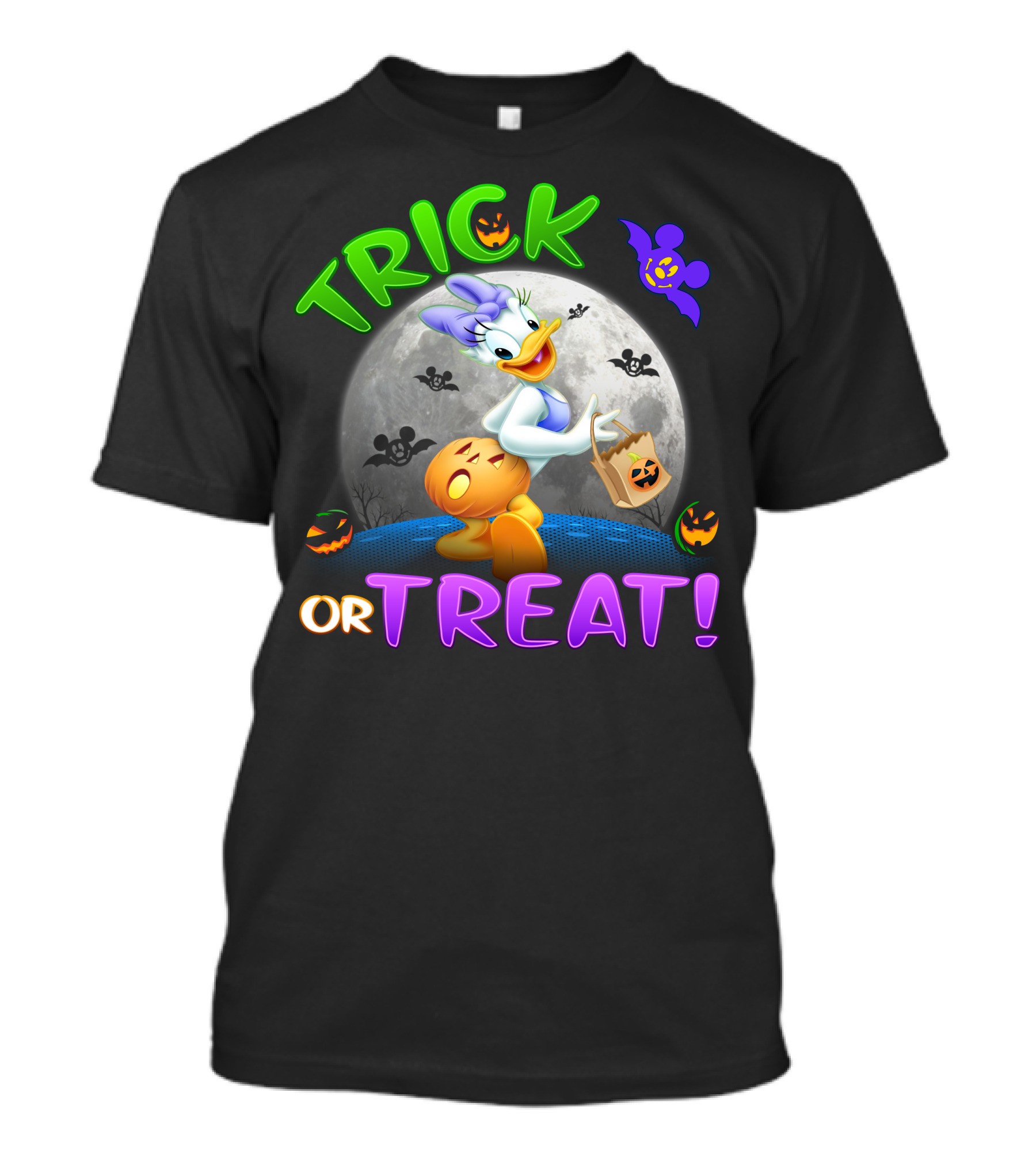 Trick Or Treat Daisy Duck Halloween Moon Bat Pumpkins T-Shirt