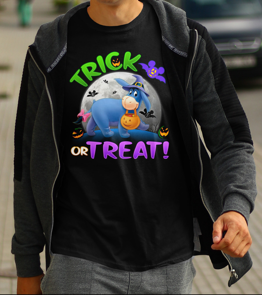 Trick Or Treat Eeyore Halloween Bat Moon Pumpkin T-Shirt