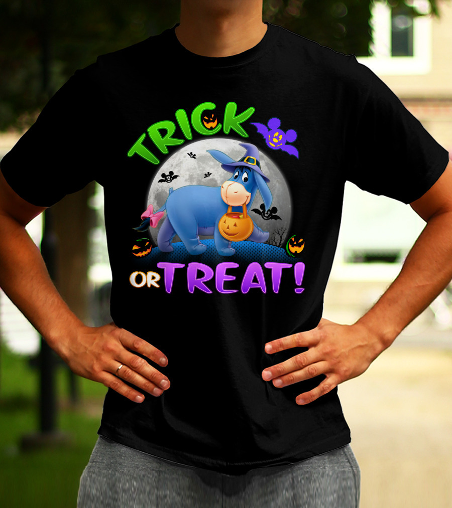 Trick Or Treat Eeyore Halloween Bat Moon Pumpkin T-Shirt