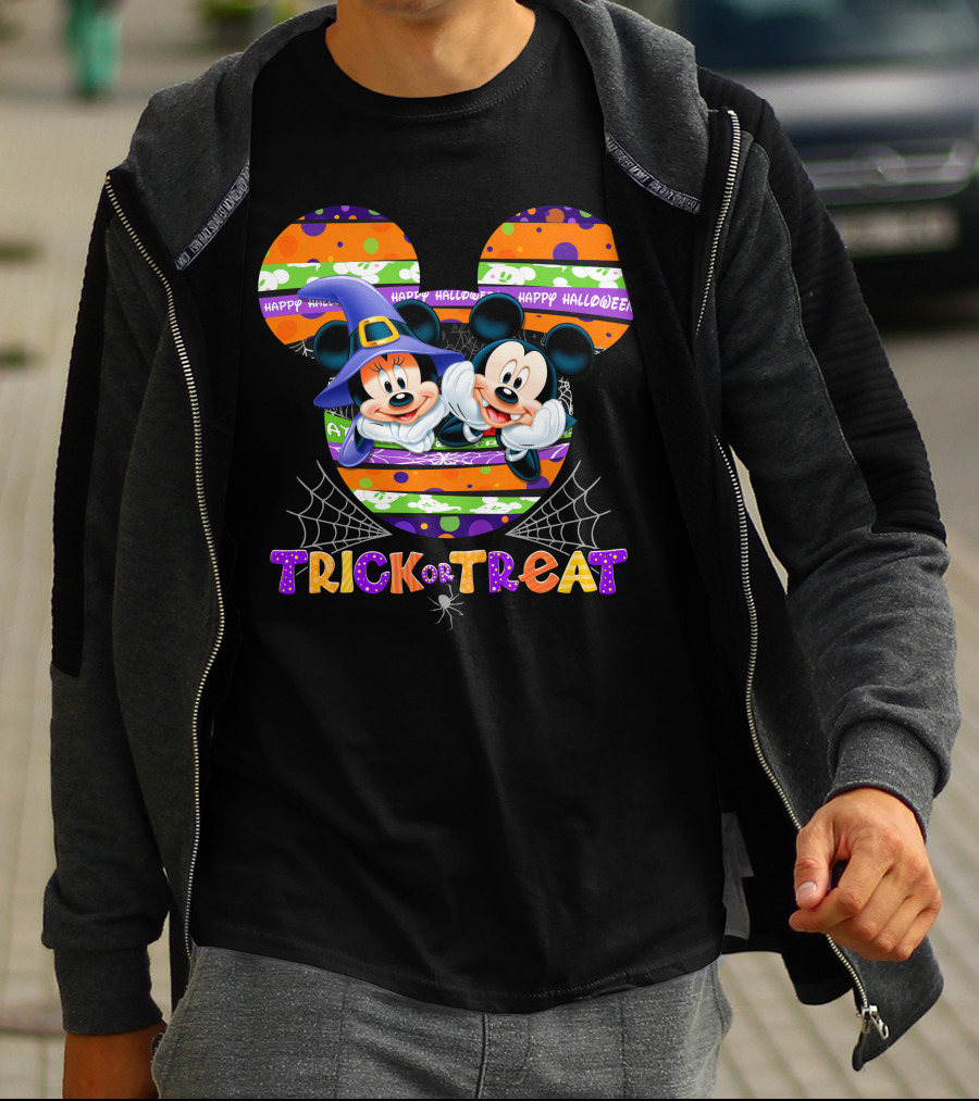 Trick Or Treat Happy Halloween Mickey And Minnie T-Shirt