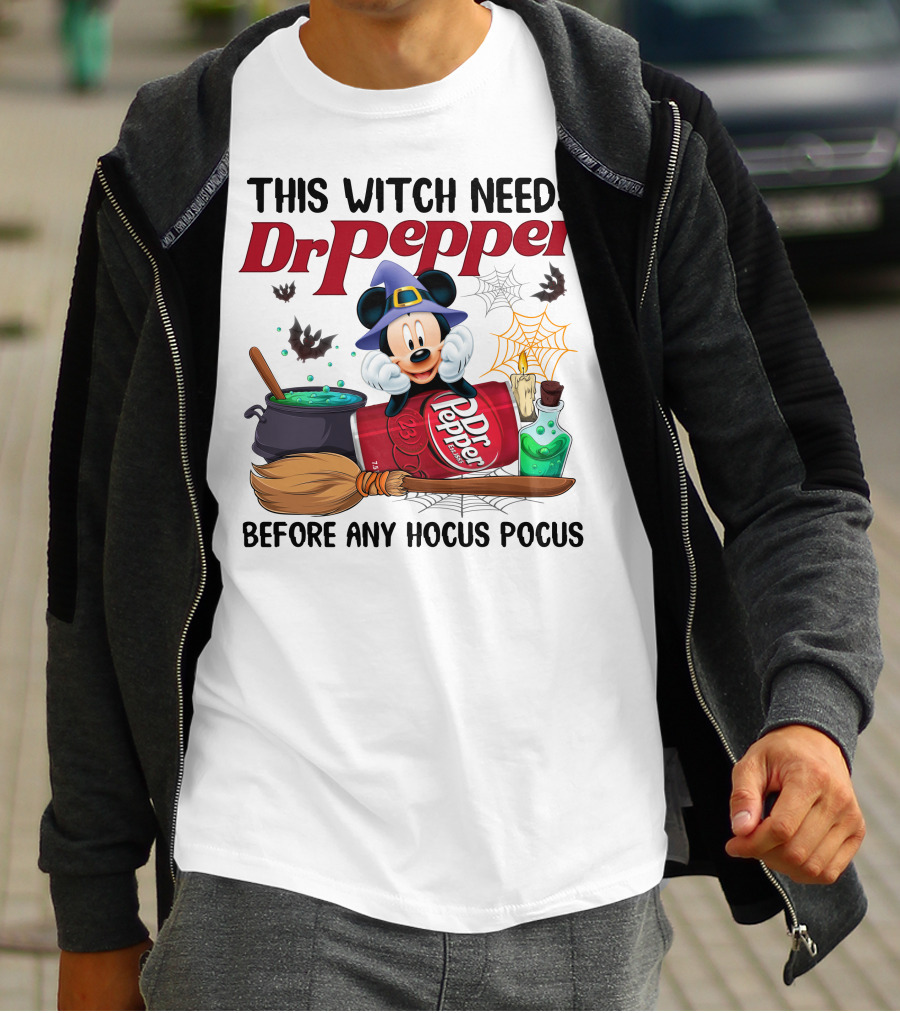 This Witch Needs Dr Pepper Mickey Mouse Hocus Pocus Magic T-Shirt