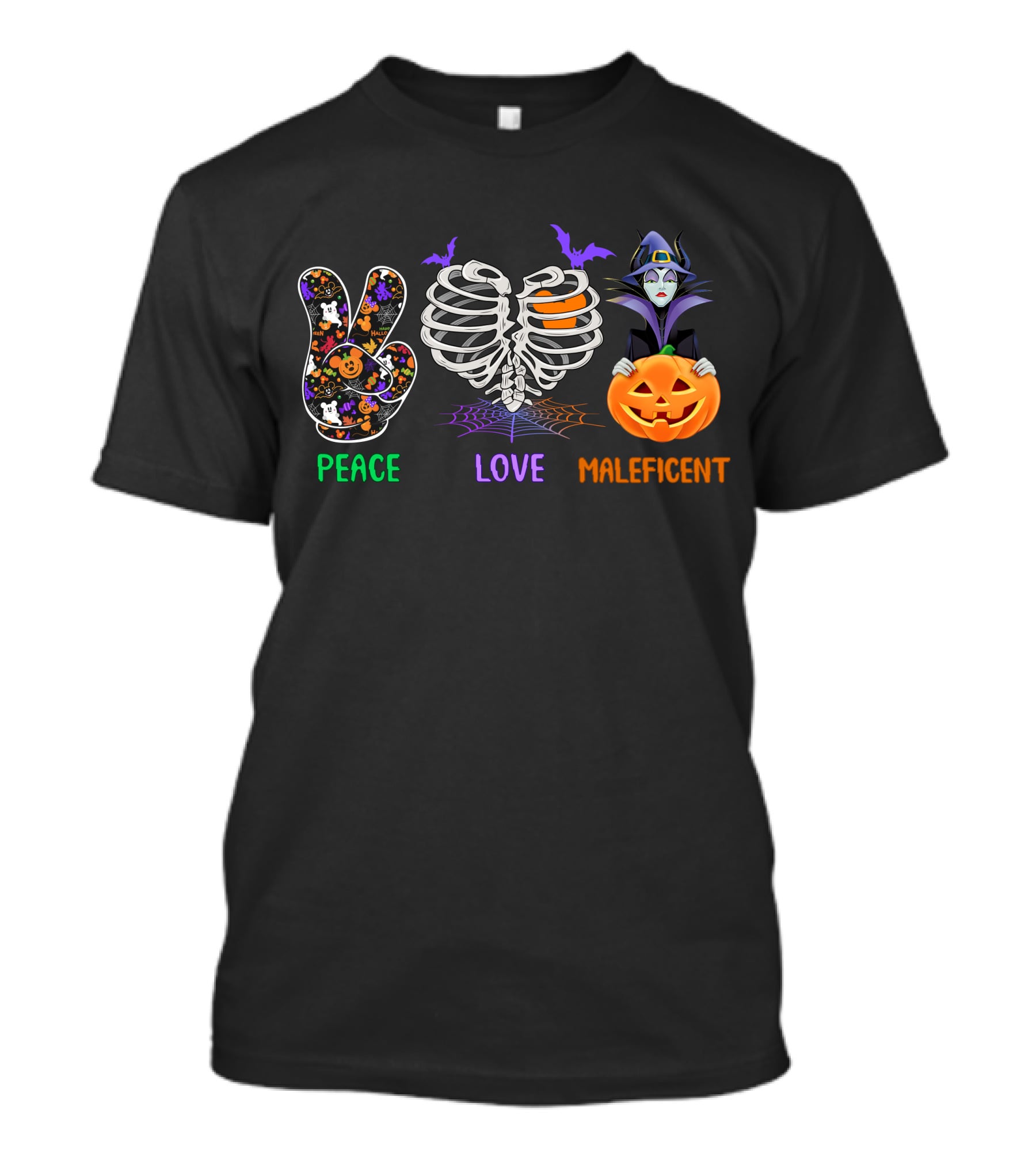 Peace Love Maleficent Halloween Style T-Shirt
