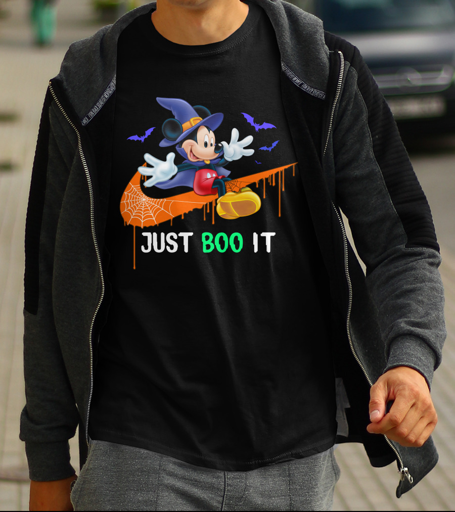Just Boo It Halloween Mickey Witch Nike Swoosh T-Shirt