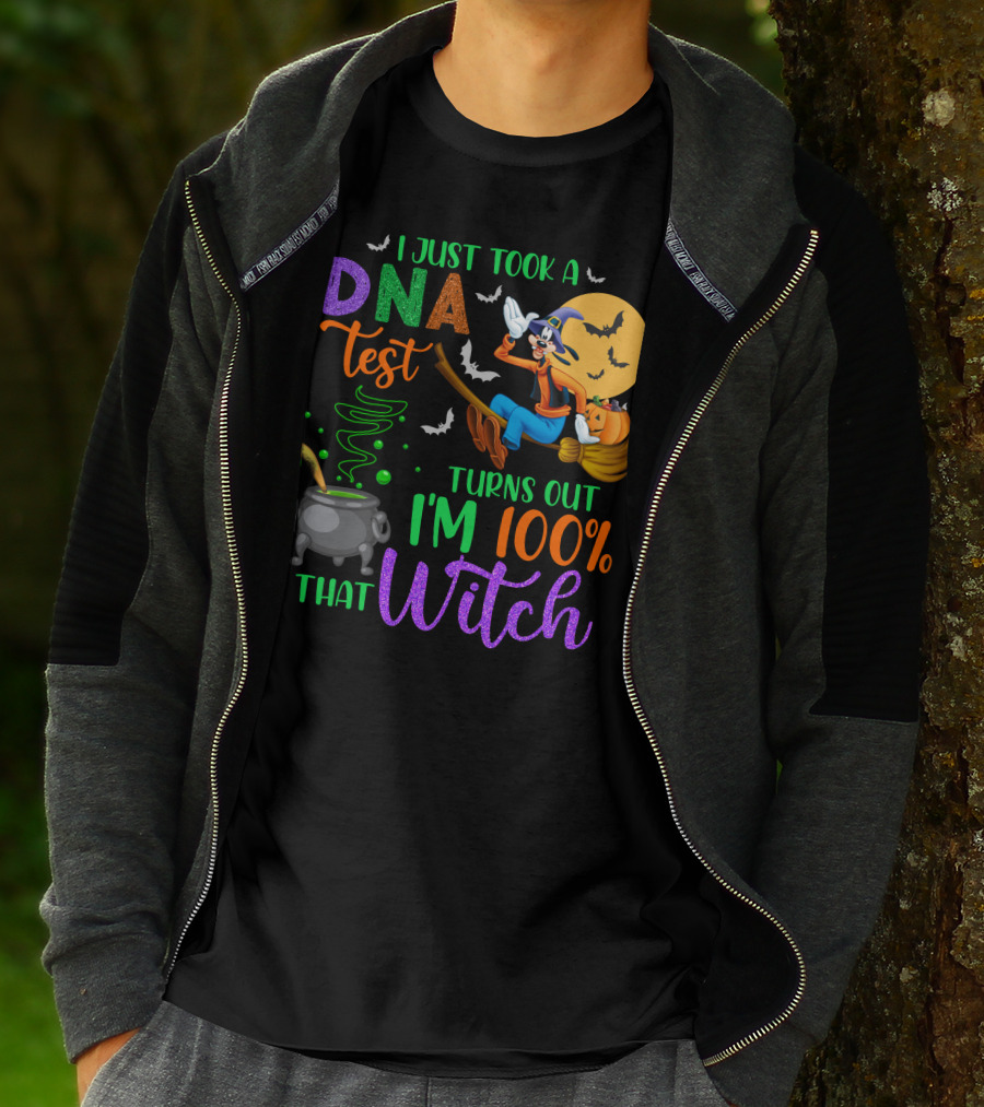 I Just Took A Dna Test Turns Out I'm 100% That Witch Goofy Halloween Moon Bats Cauldron T-Shirt