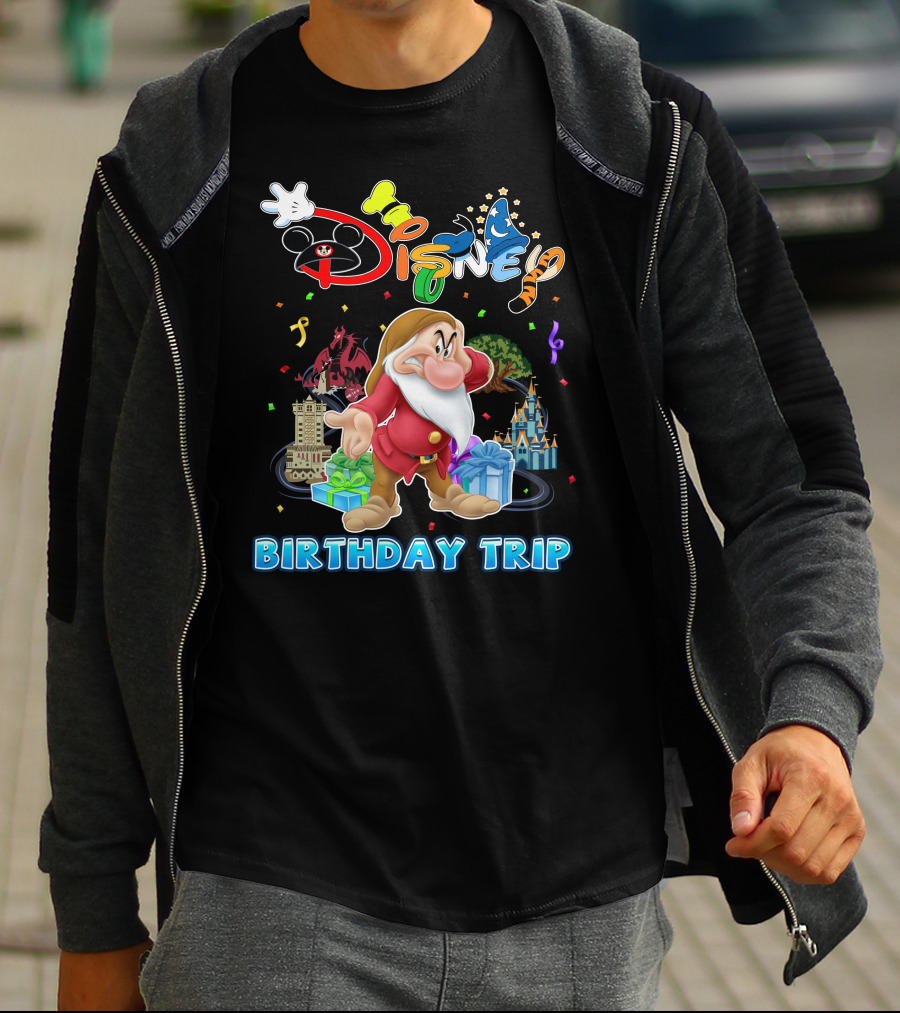Grumpy Disney Birthday Trip With Mickey Mouse And Castle T-Shirt