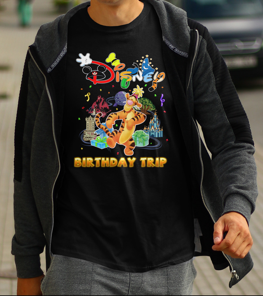 Disney Tigger Birthday Trip Celebration Mickey Ears Epcot Castle Gifts T-Shirt