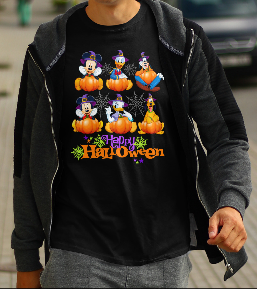 Happy Halloween Mickey Donald Goofy Pumpkins T-Shirt