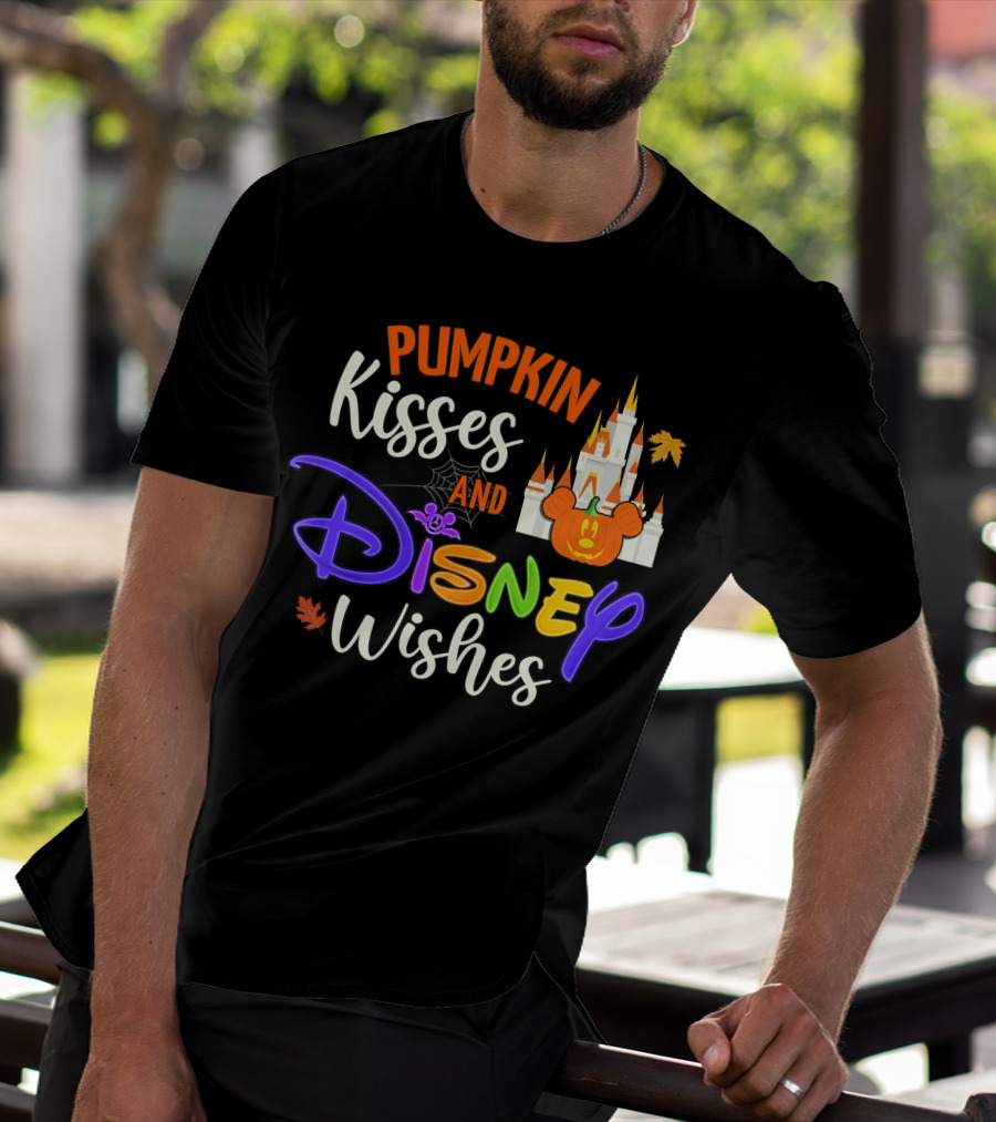 Pumpkin Kisses And Disney Wishes Magic Castle Mickey Pumpkin T-Shirt