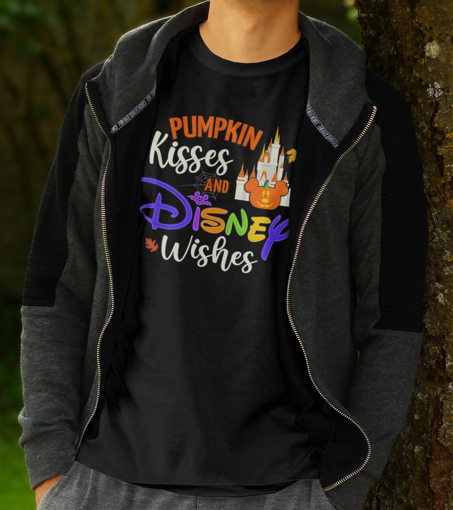 Pumpkin Kisses And Disney Wishes Magic Castle Mickey Pumpkin T-Shirt