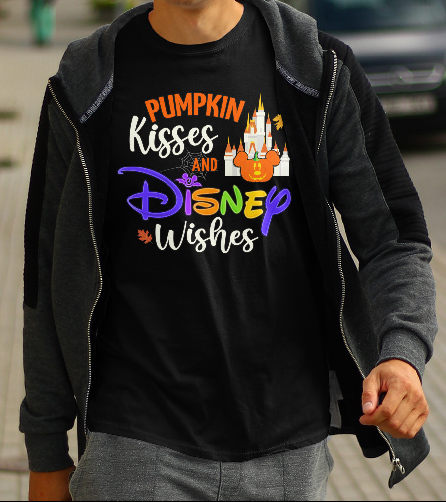 Pumpkin Kisses And Disney Wishes Magic Castle Mickey Pumpkin T-Shirt