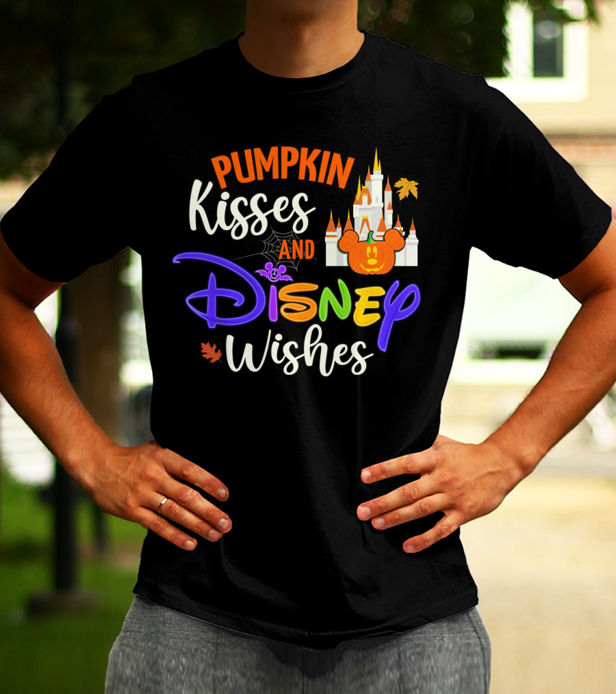 Pumpkin Kisses And Disney Wishes Magic Castle Mickey Pumpkin T-Shirt