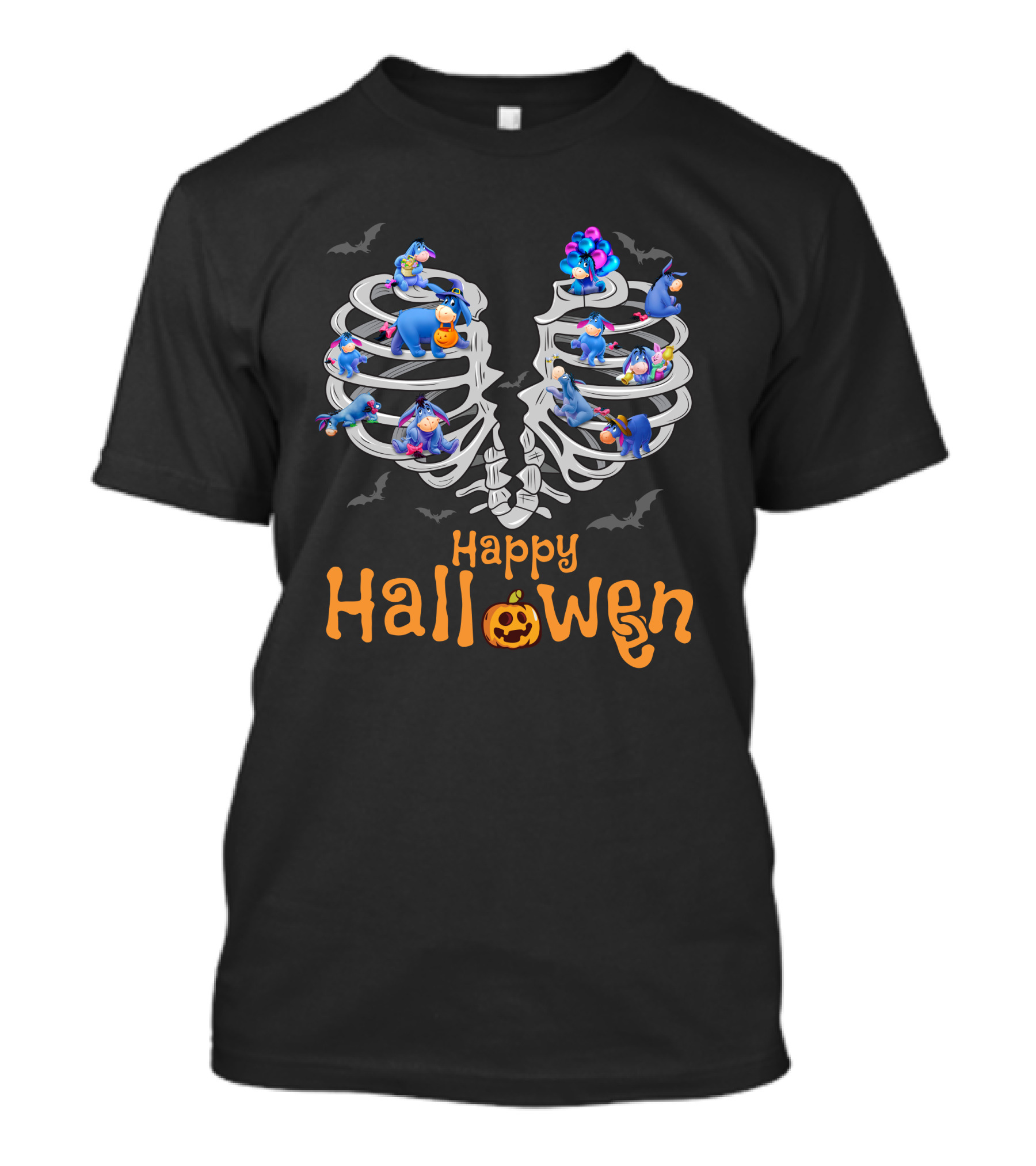 Happy Halloween Eeyore Skeleton Ribs Theme T-Shirt