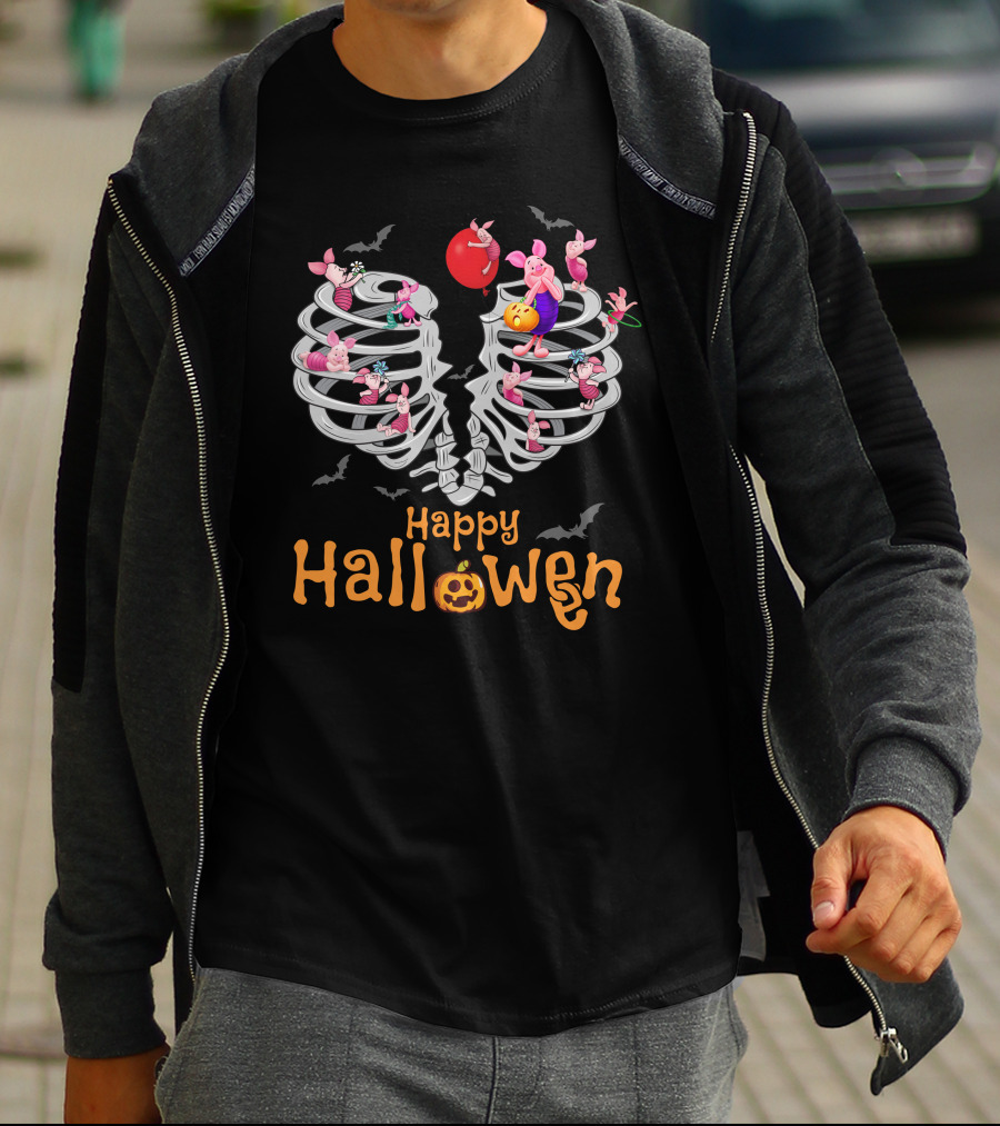 Happy Halloween Piglet Skeleton Party T-Shirt