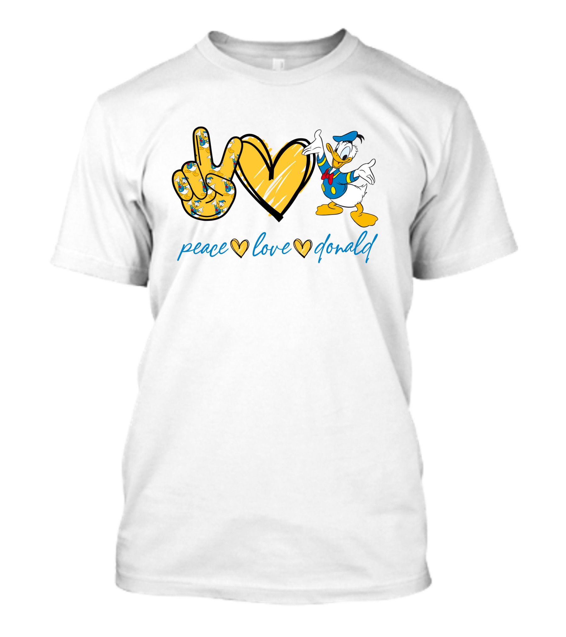 Peace Love Donald Duck Peace Hand Heart T-Shirt