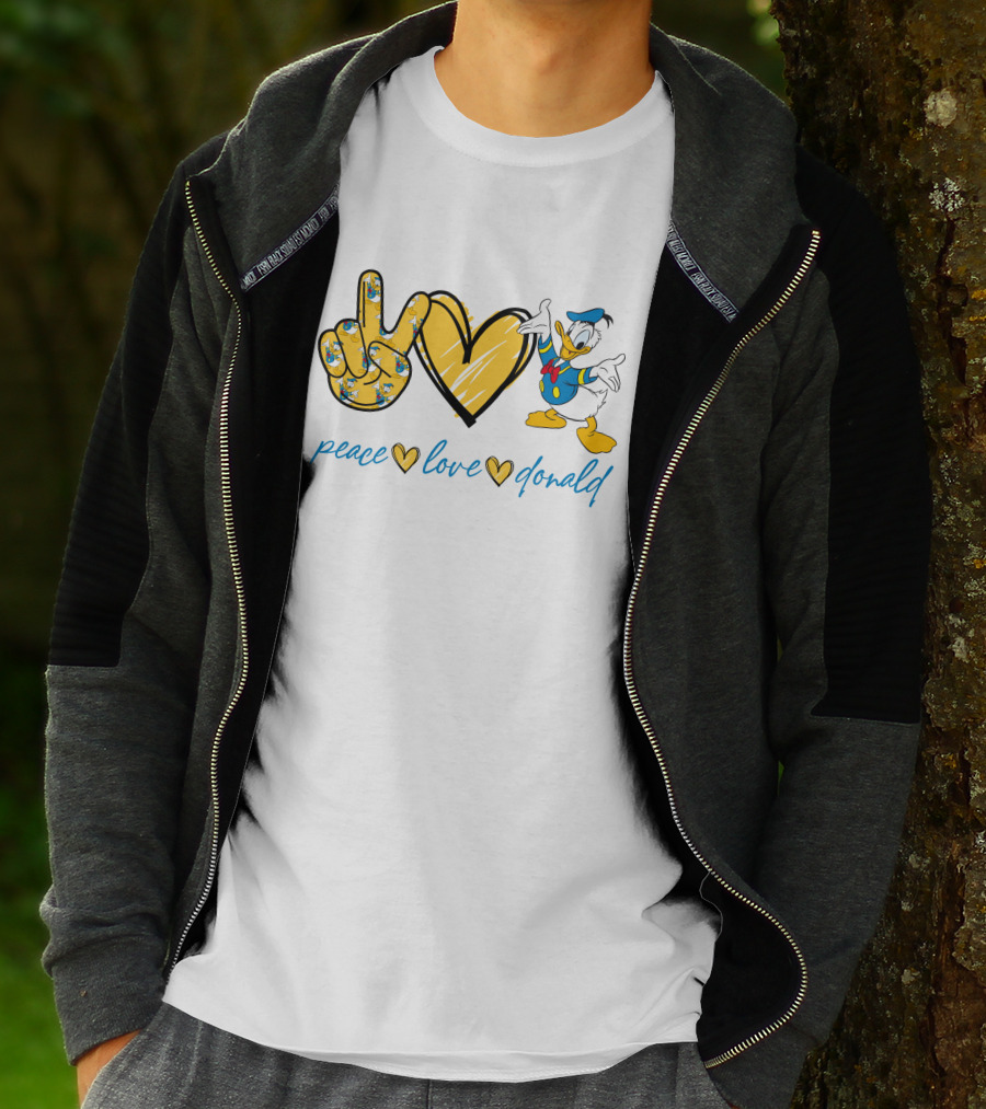 Peace Love Donald Duck Peace Hand Heart T-Shirt