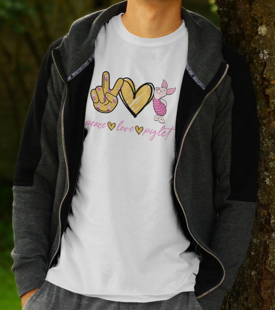 Peace Love Piglet Peace Sign Heart Piglet Character T-Shirt