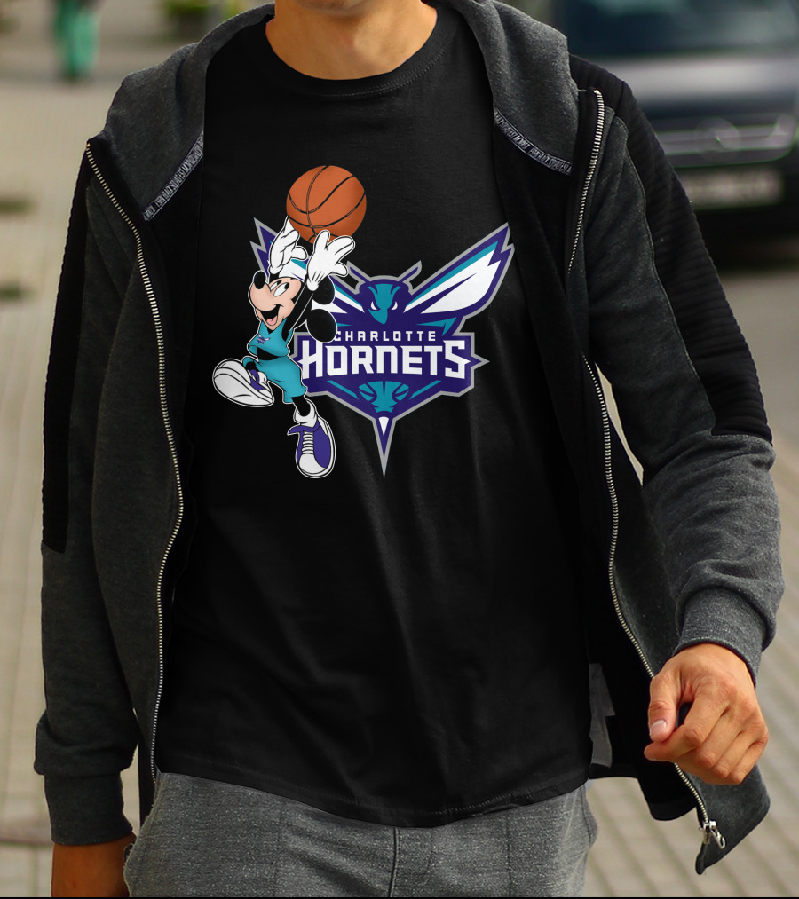 Mickey Charlotte Hornets Basketball T-Shirt