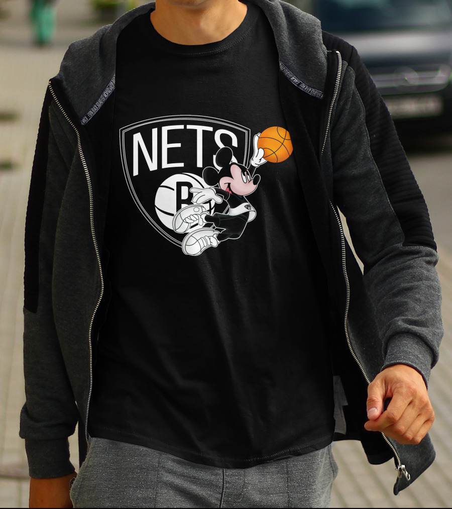 Nets Mickey Basketball Slam Dunk T-Shirt