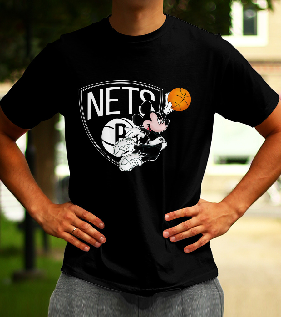 Nets Mickey Basketball Slam Dunk T-Shirt