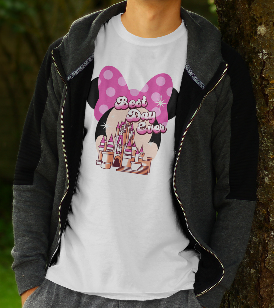 Minnie Best Day Ever Castle Pink Bow T-Shirt