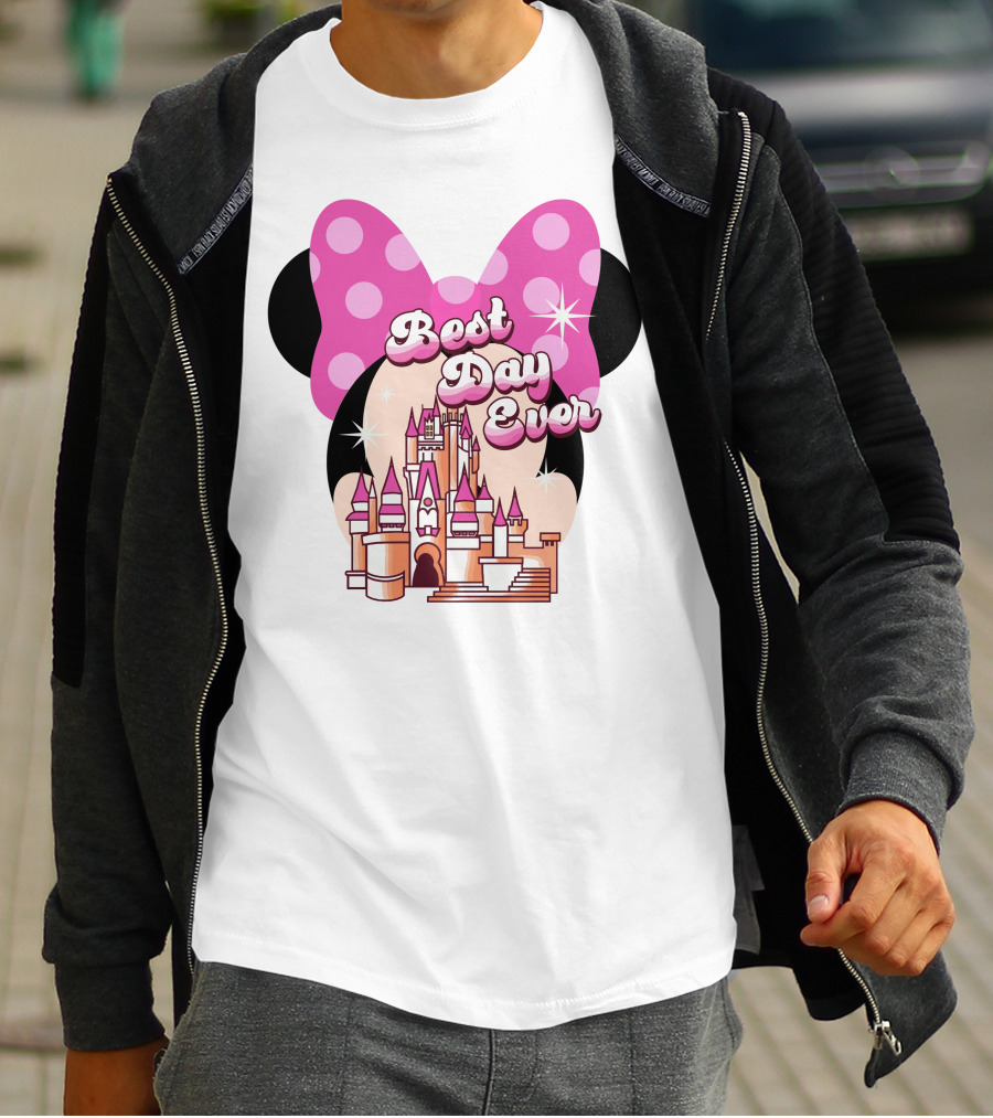 Minnie Best Day Ever Castle Pink Bow T-Shirt