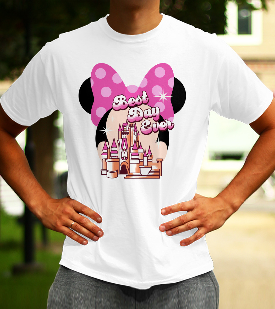 Minnie Best Day Ever Castle Pink Bow T-Shirt