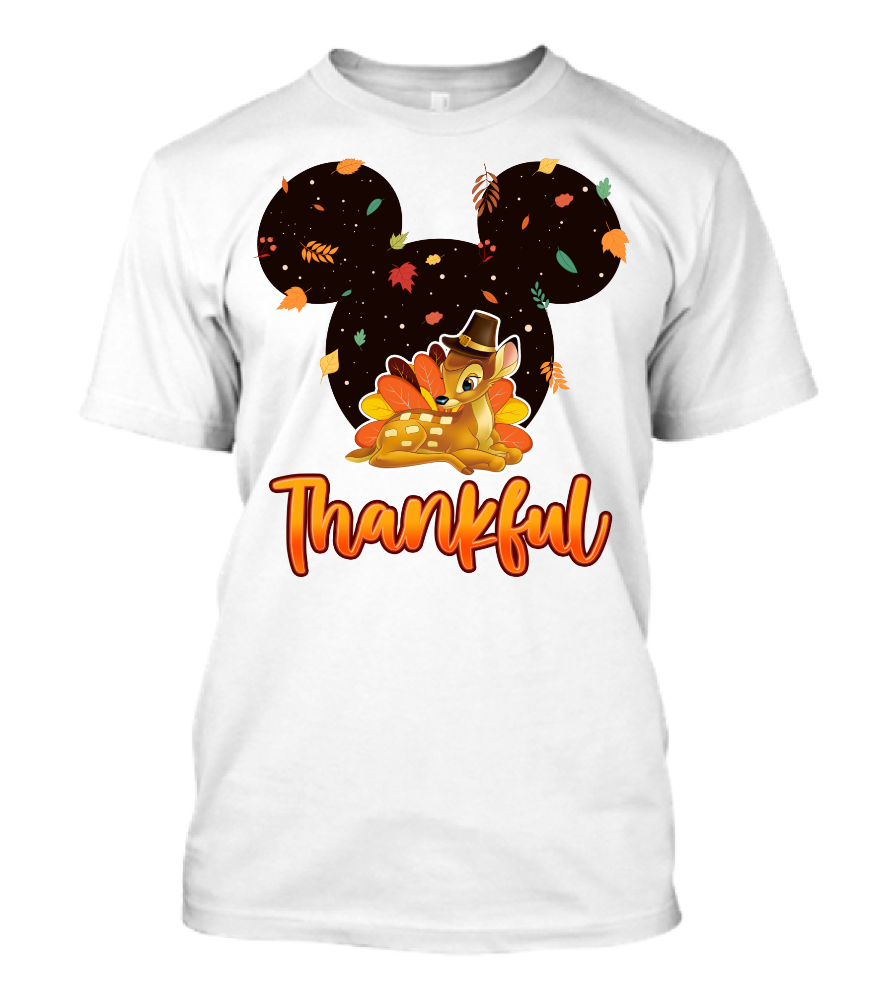 Bambi Thankful Autumn Leaves Mickey Ears T-Shirt